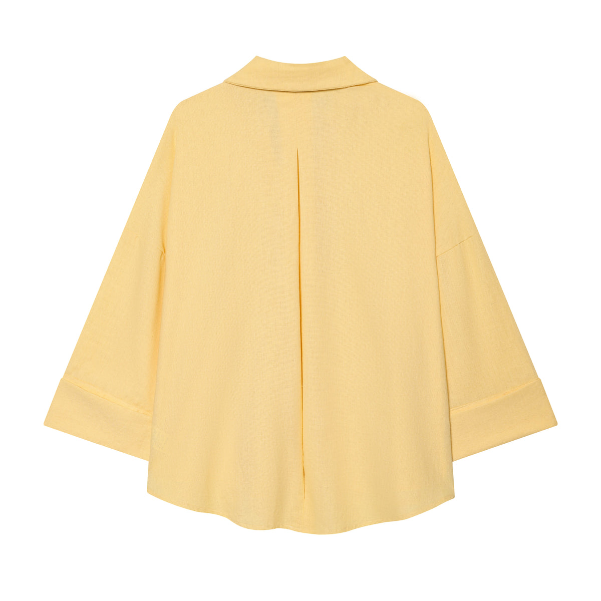 Women's Loose Solid Color Single Breasted Wide Sleeve Collared Shirt