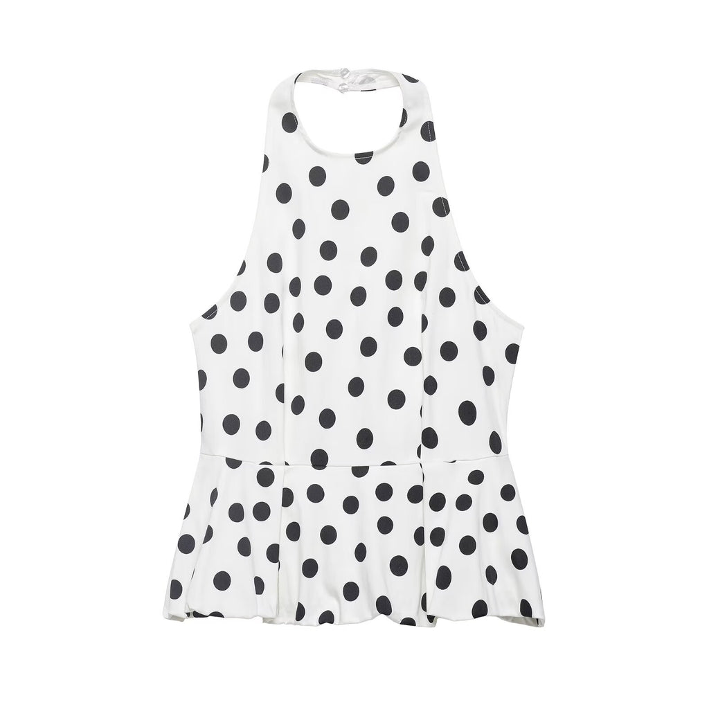 Women's Polka Dot Backless Halter Top