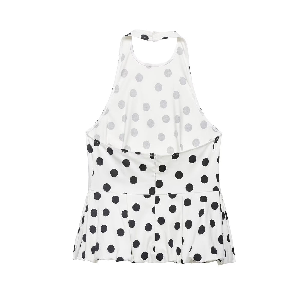 Women's Polka Dot Backless Halter Top