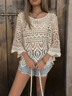 Women's Lightweight Lace-Up Knit Cover Up Top