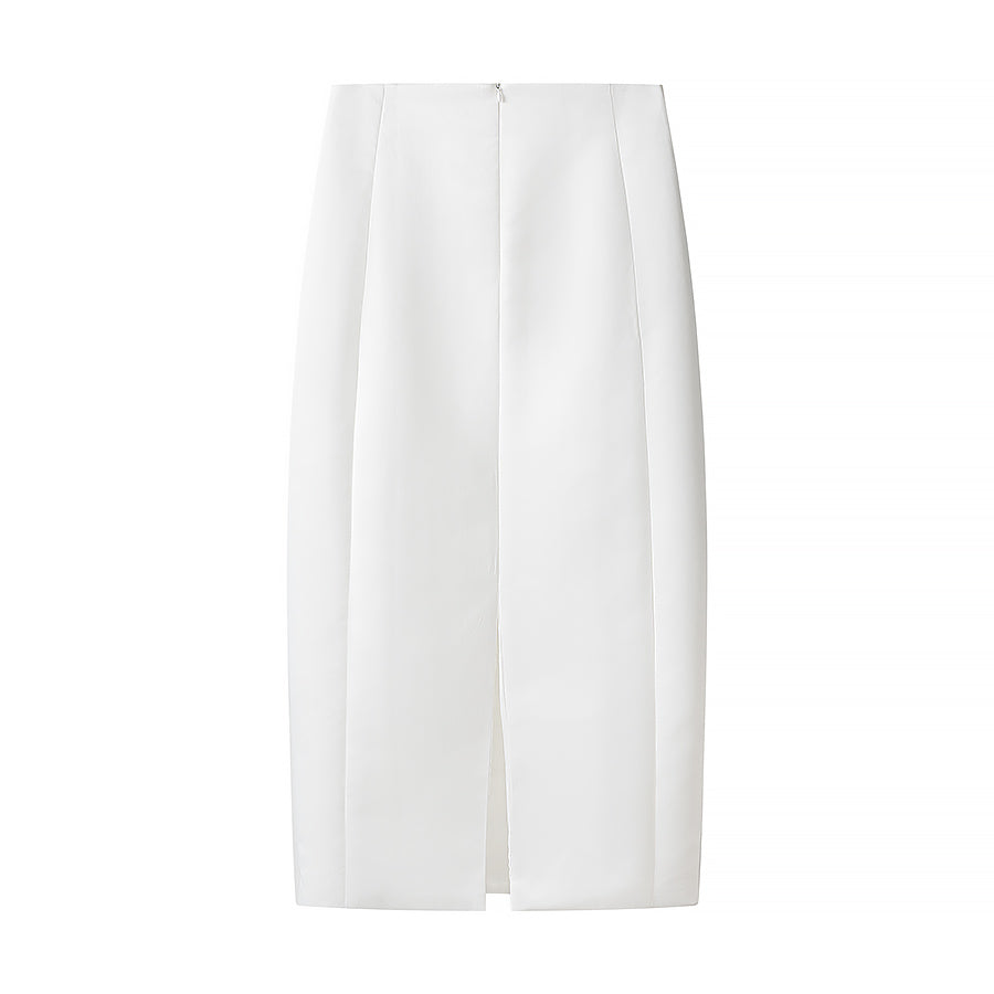 Summer Office High Waist Straight Mid Length Split Skirt