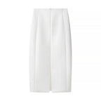 Summer Office High Waist Straight Mid Length Split Skirt