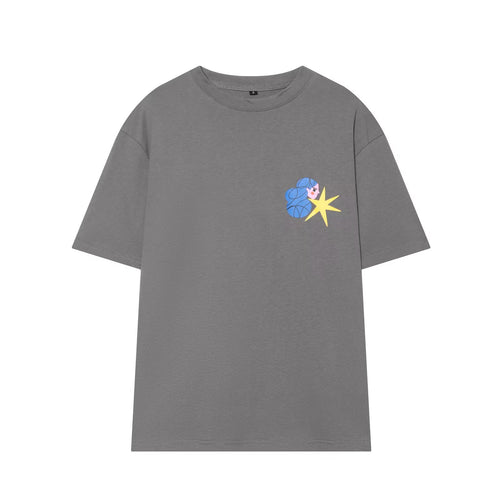 Women Simple Short Sleeve round Neck Casual Top Printed Washed Effect T shirt