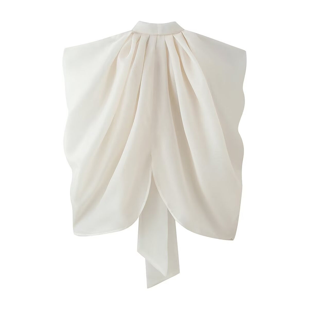 Women's Super Fairy Bow Elegant Chiffon Transparent Cape Shirt