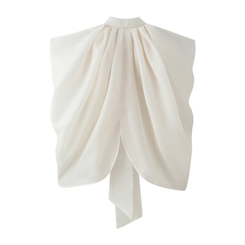 Women's Spring Women Clothing Super Fairy Bow Elegant Chiffon Transparent Cape Shirt