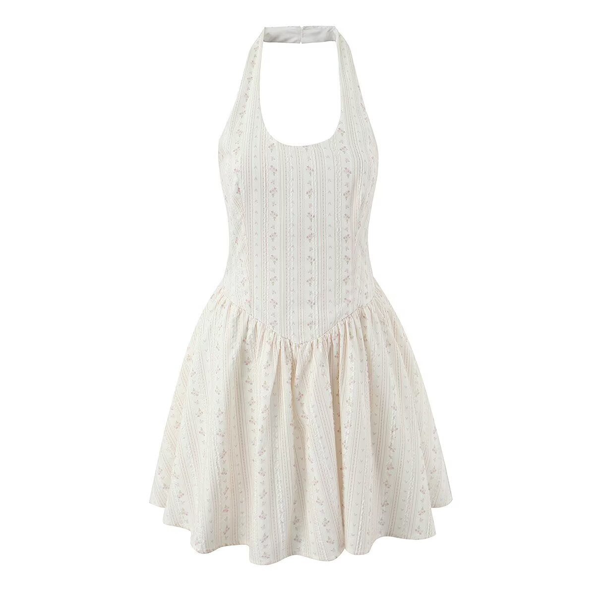 Women's Floral Cotton Halter Dress