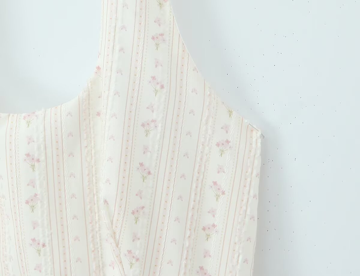 Women's Floral Cotton Halter Dress
