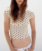 Women’s Retro Polka Dot Fitted T-Shirt