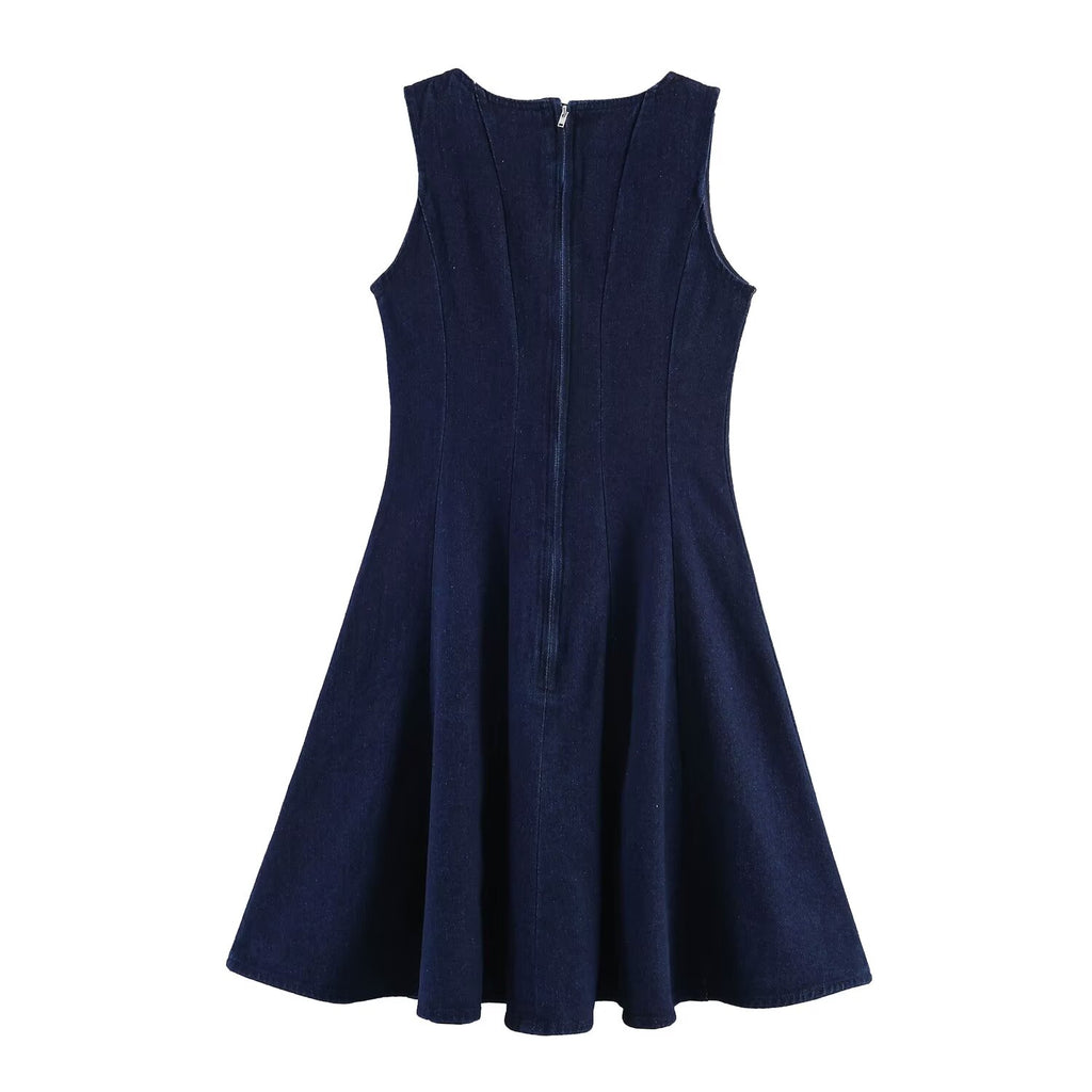 Round-Neck Sleeveless Slim Dress