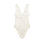 Summer Women Lace Silk Satin Texture Sleeveless Leotard