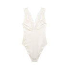 Summer Women Lace Silk Satin Texture Sleeveless Leotard