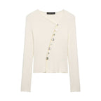 Women's Asymmetric Buckle Knitted Coat Spring Sweater