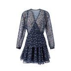Retro Slimming Thin V neck Floral Mid Length Long Sleeve Chiffon Shirt Women