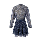 Retro Slimming Thin V neck Floral Mid Length Long Sleeve Chiffon Shirt Women