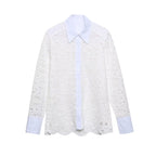 Women's Hollowed Out Embroidery Embroidered Shirt and Skirt Two-Piece Set