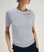 Women's Striped Short Sleeve Knit Sweater Top