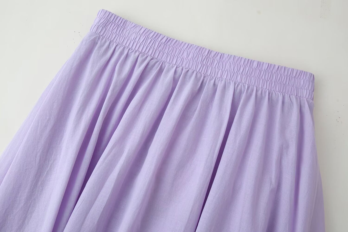 Women's Korean Draping Effect High Waist Pleated A Line Skirt