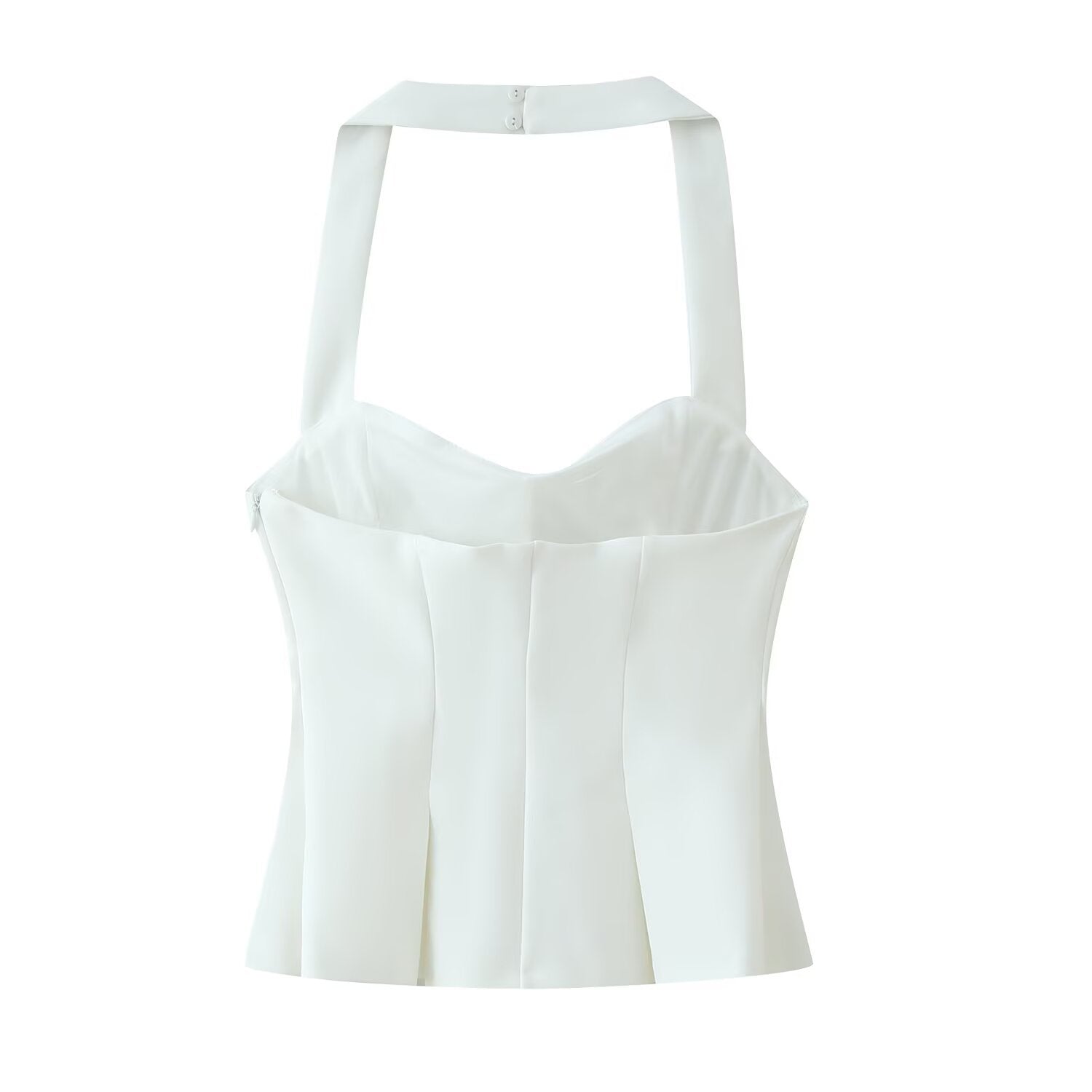 Women's Summer Women Clothing Wild Pleated Hanging Collar Vest Top