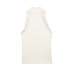 Women's Office Sleeveless Half Turtleneck Lace Rib T-Shirt