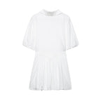 Women's Slim Fit Poplin Mini V Neck Dress