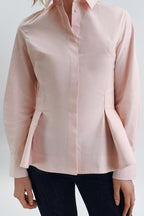 Women's Short-Hem Poplin Collared Shirt