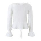 Spring Women Embroidered Laminated Decoration Tulle Shirt