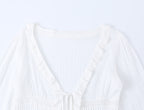 Spring Women Embroidered Laminated Decoration Tulle Shirt