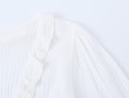 Spring Women Embroidered Laminated Decoration Tulle Shirt