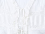 Spring Women Embroidered Laminated Decoration Tulle Shirt