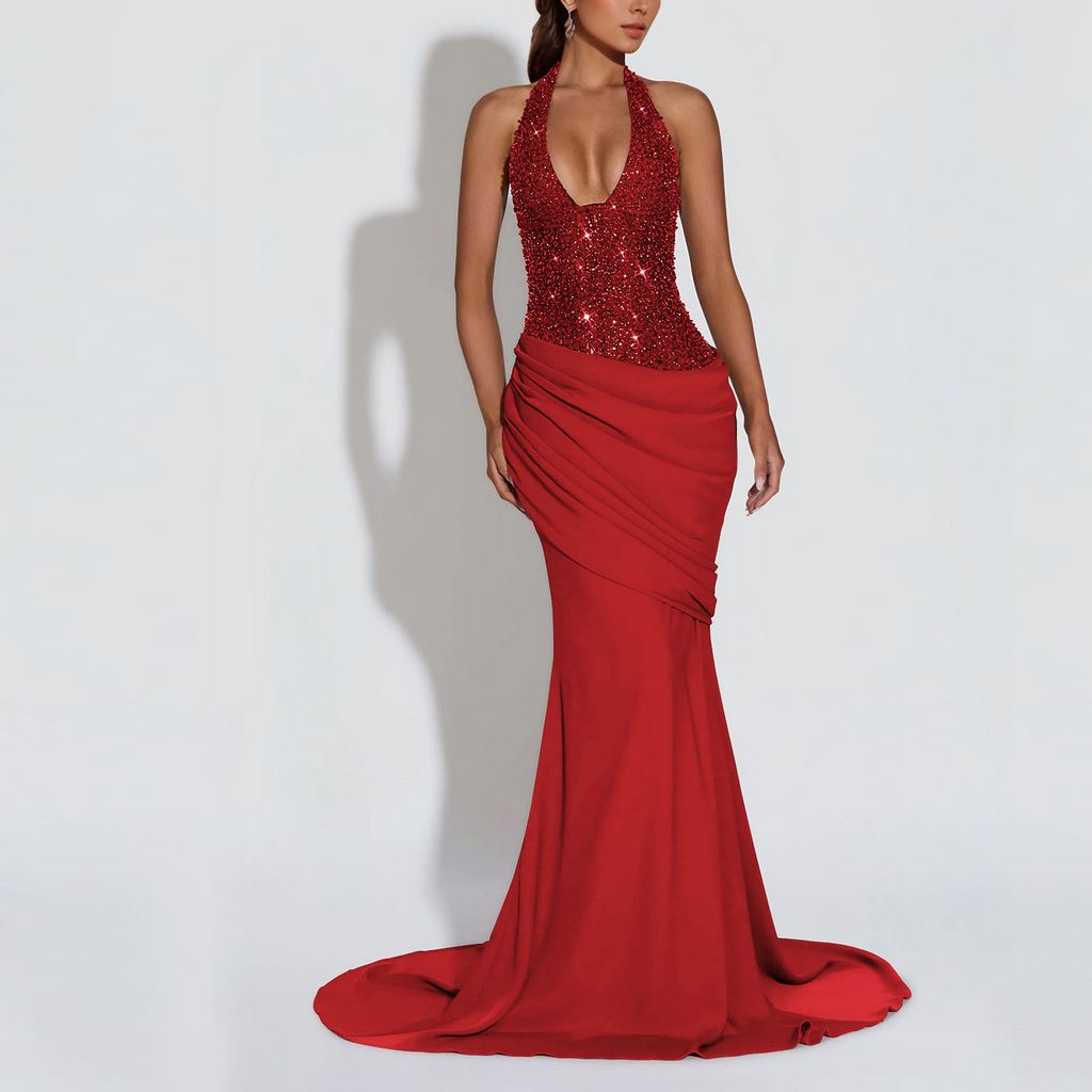 Women's Halter Backless Sequin Dress