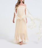 Women's Ribbon Pleated Halter Dress