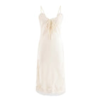 Lace summer slip dress, off-white, spaghetti straps and bow-tie lace neckline