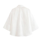 Women's Polo Collar Embossed Floral Vertical Shirt
