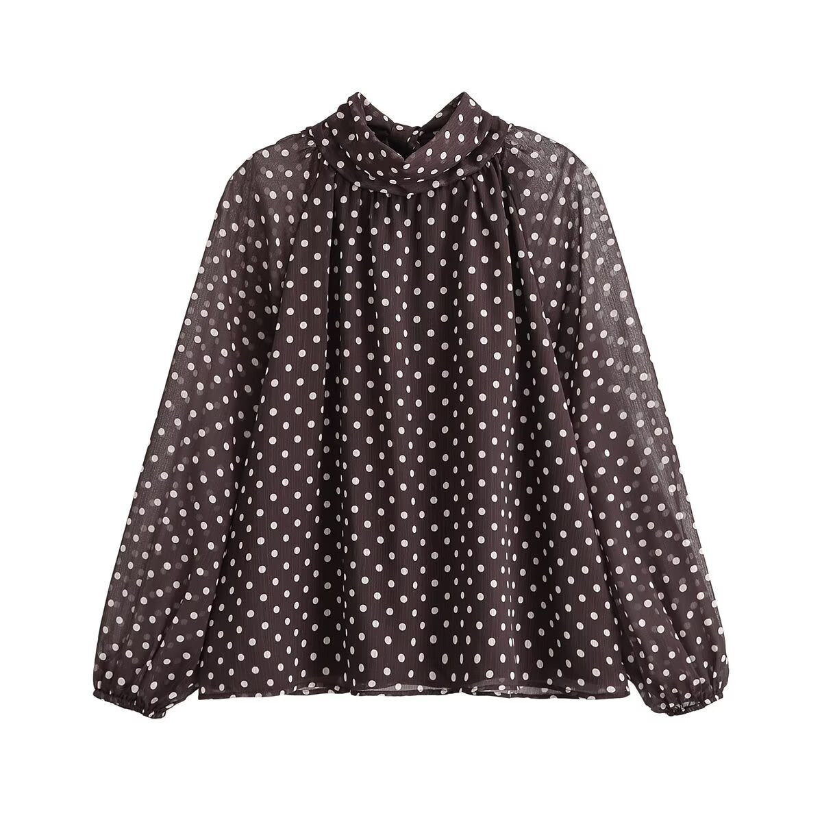 Women's Autumn Bowknot Decoration Polka Dot Printed Shirt