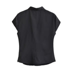 Women's Button Decoration Silk Satin Top