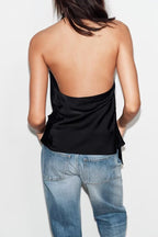 's Top Product Graceful Satin Irregular Asymmetric Sleeveless