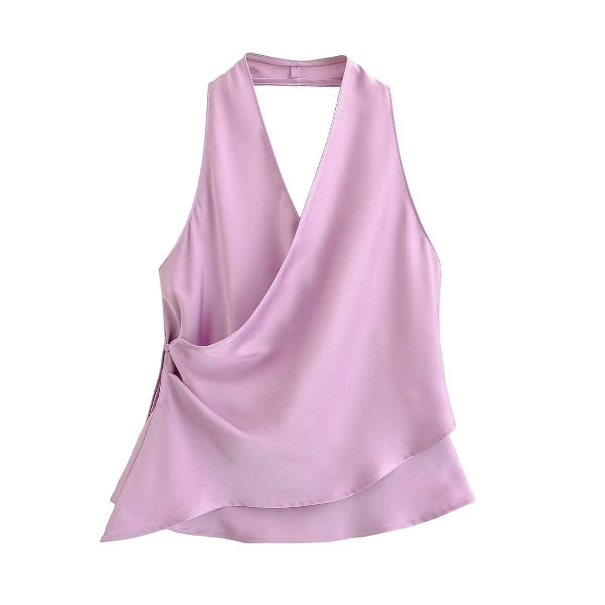 's Top Product Graceful Satin Irregular Asymmetric Sleeveless