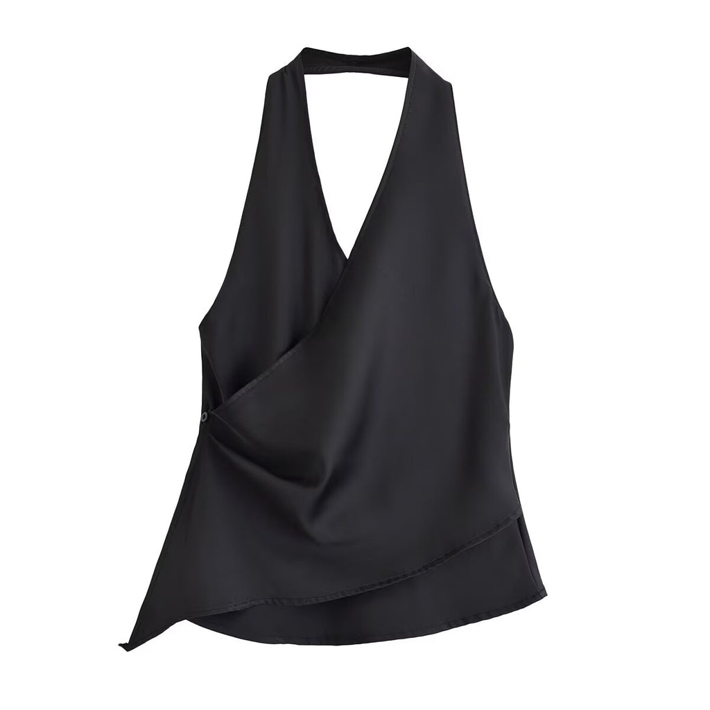 's Top Product Graceful Satin Irregular Asymmetric Sleeveless