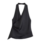 's Top Product Graceful Satin Irregular Asymmetric Sleeveless
