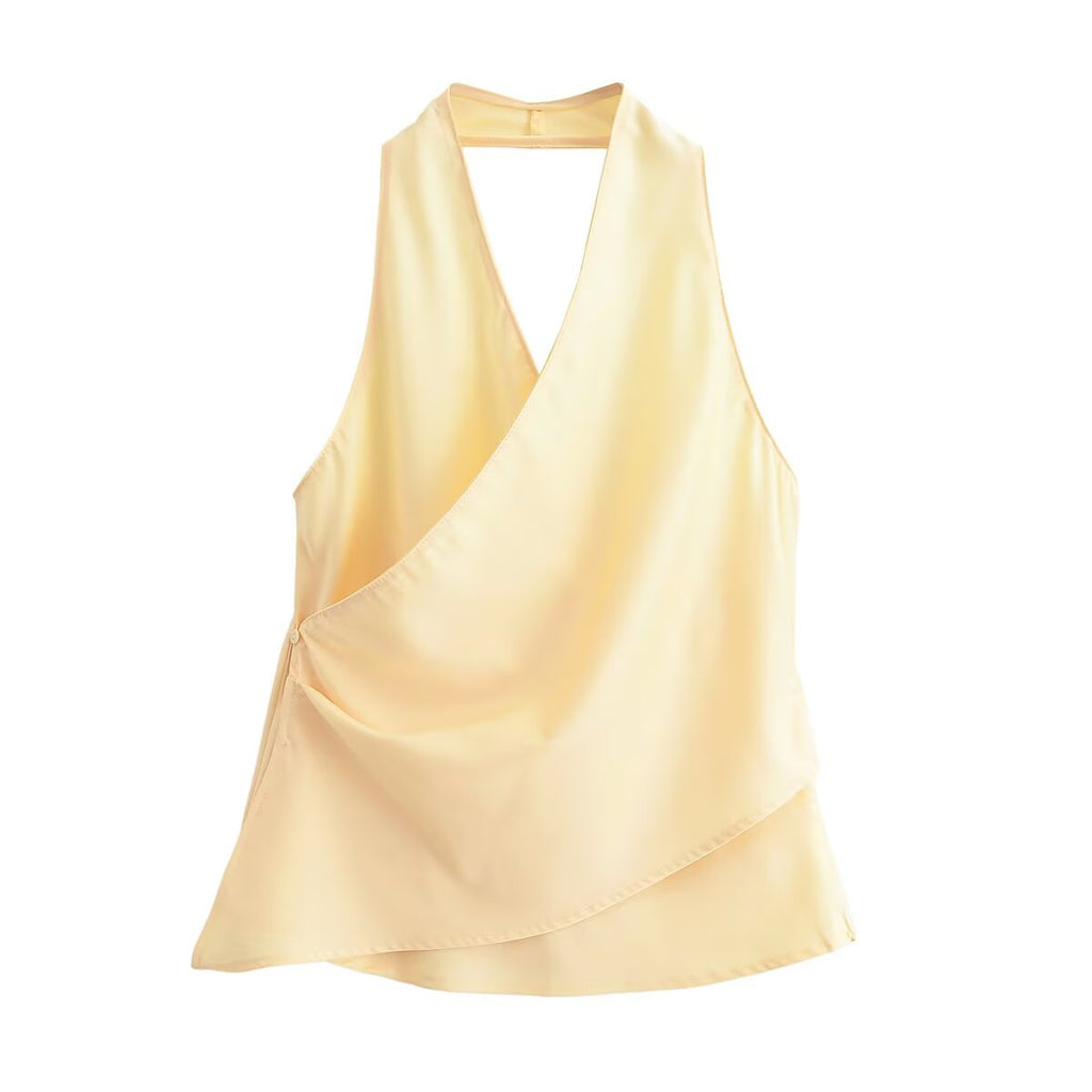 's Top Product Graceful Satin Irregular Asymmetric Sleeveless