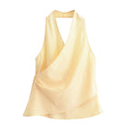 's Top Product Graceful Satin Irregular Asymmetric Sleeveless