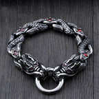 Men's gemstone dragon stainless steel bracelet