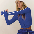 Retro Design Bottoming Shirt Women Spring Contrast Color Slim Fit Shoulder Long Sleeve T shirt Inner Wear Blouse The size is a bit small