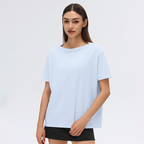 Women Yoga Blouse Summer Thin Loose Short Sleeved T shirt Outdoor Sports Casual Top