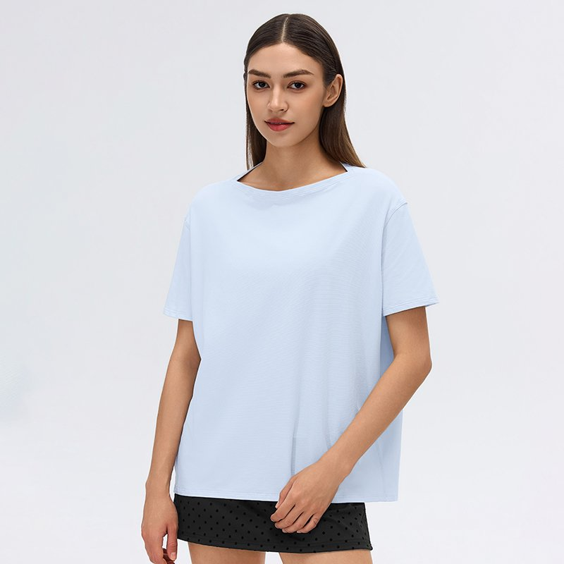 Women Yoga Blouse Summer Thin Loose Short Sleeved T shirt Outdoor Sports Casual Top