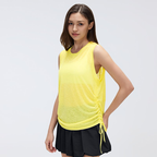 Simple round Neck Sleeveless Sports Vest Women Thin Breathable Side Drawstring Yoga Clothes Blouse Summer
