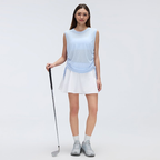 Simple round Neck Sleeveless Sports Vest Women Thin Breathable Side Drawstring Yoga Clothes Blouse Summer