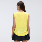 Simple round Neck Sleeveless Sports Vest Women Thin Breathable Side Drawstring Yoga Clothes Blouse Summer