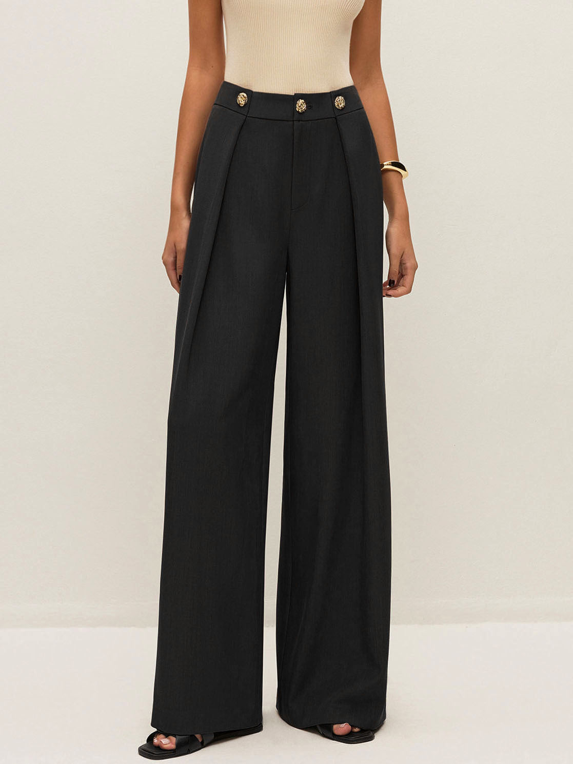 Summer Women Clothing Office Draping Pocket High Waist Straight All Matching Casual Zipper Work Pant