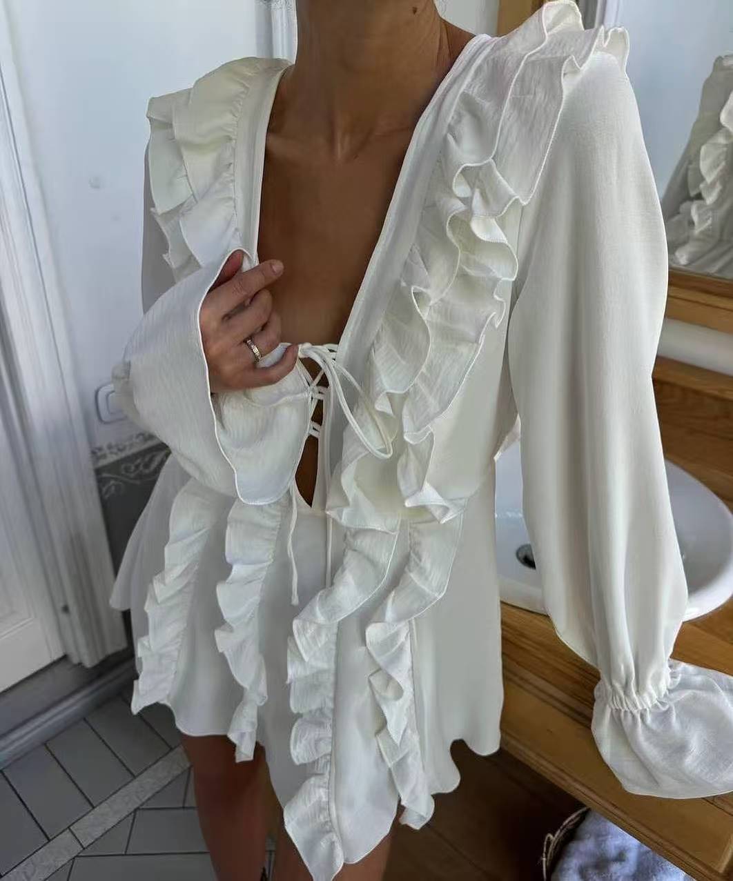 Women's Ruffled Long Sleeve Dress